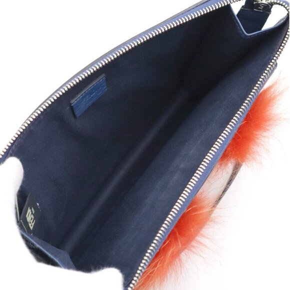 Auth FENDI Bugs Monster Crossbody Shoulder Bag Navy/Red Leather/Fur - h30835a - Picture 5 of 16